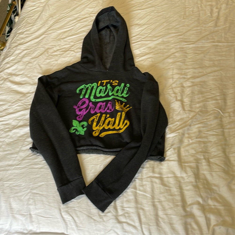 "It's Mardi Gras Yall" Cropped Hoodie